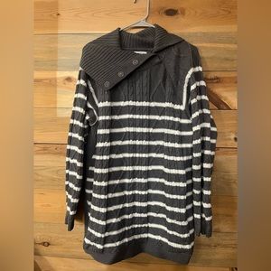 Croft & Barrow cowl neck sweater grey and white plus size 2X